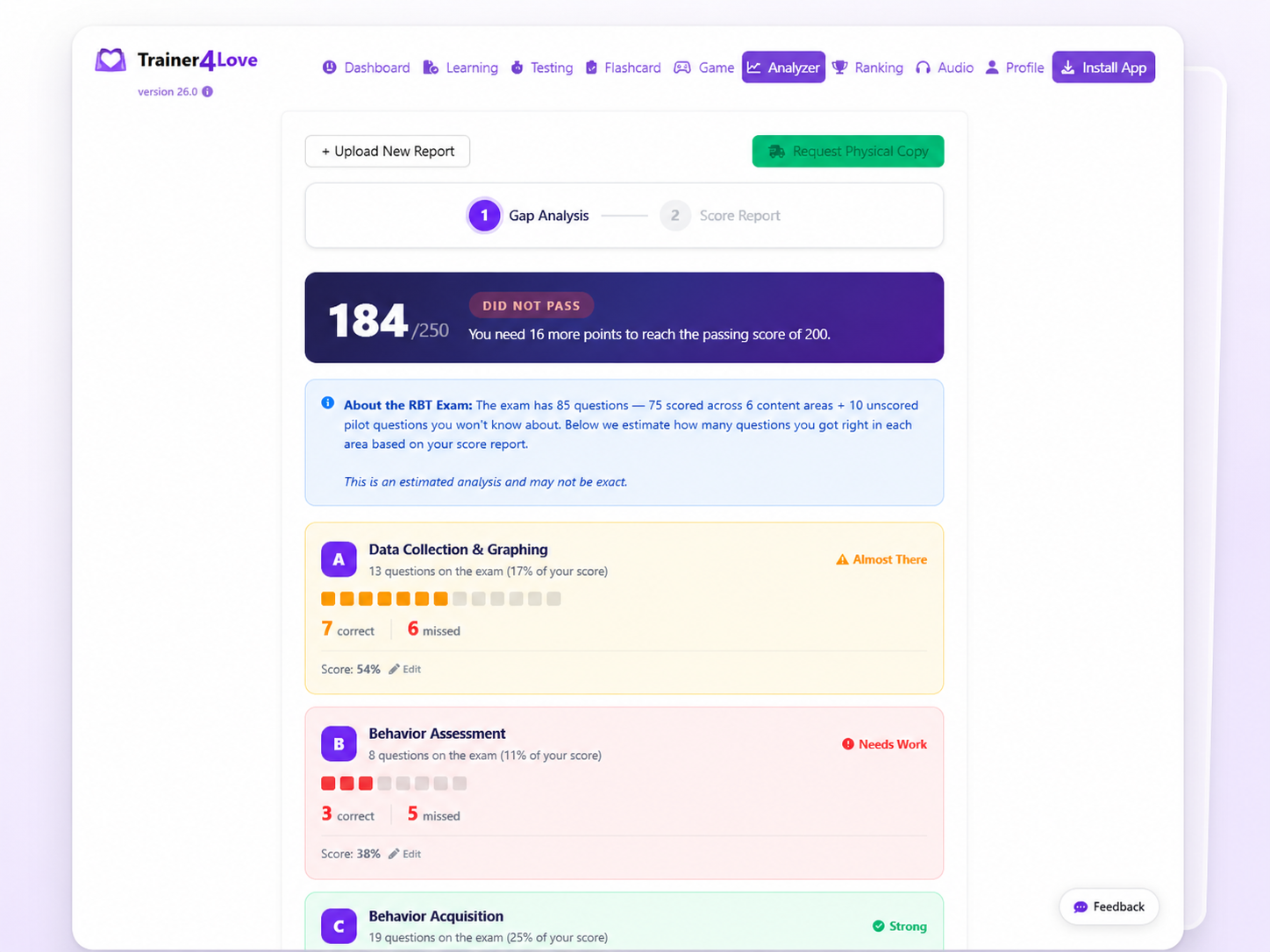 Score Report Analyzer with interactive study map mind map.